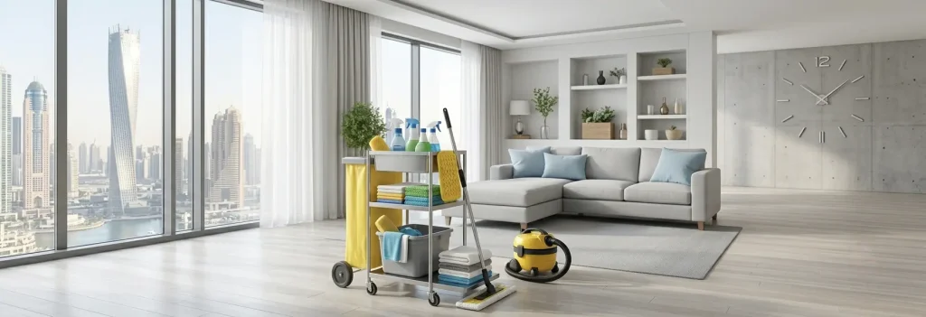 Hourly home cleaning service concept in Dubai