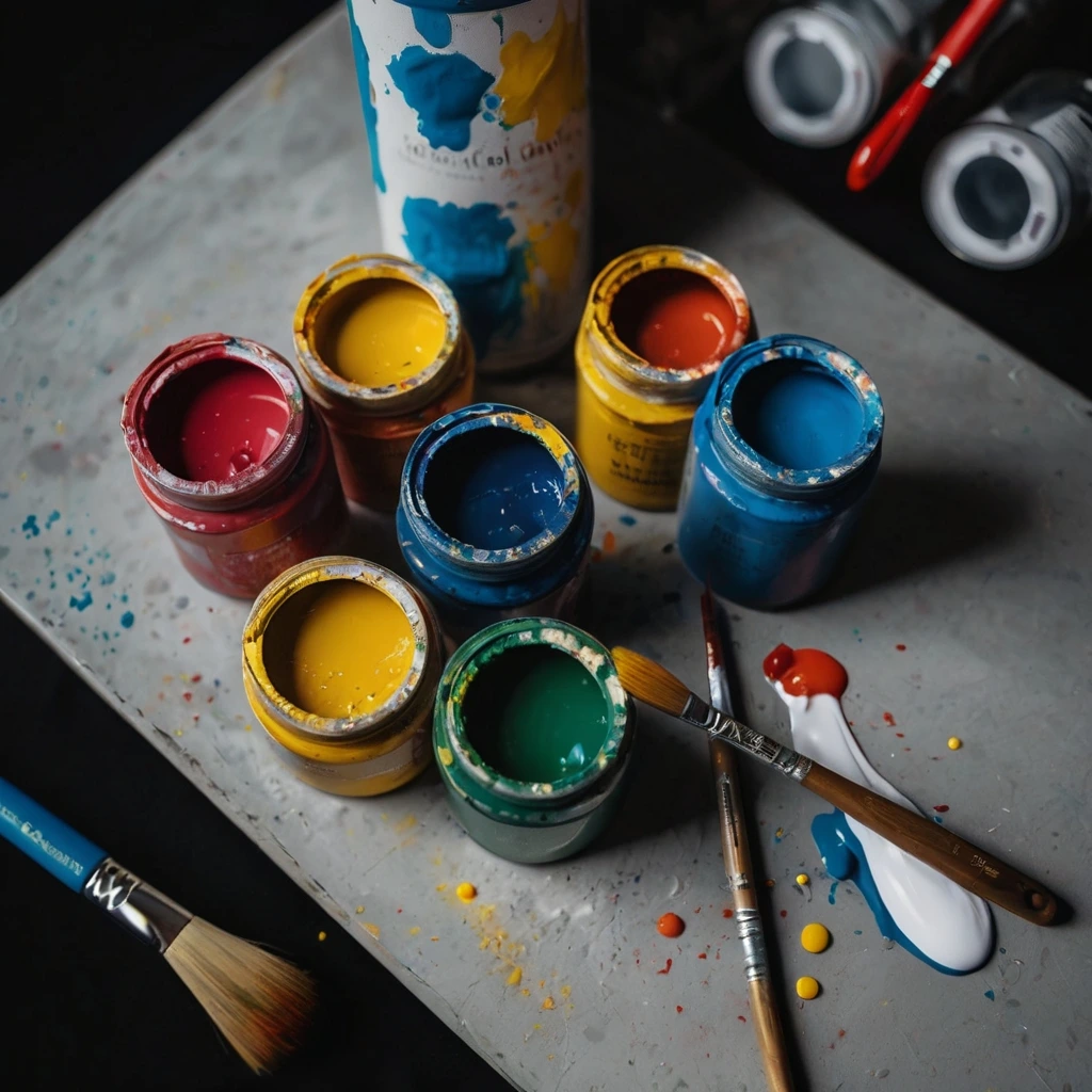 paint brush and dark-colored paint options for kids room