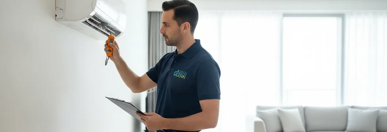 Technician performing cheap AC repair inspection