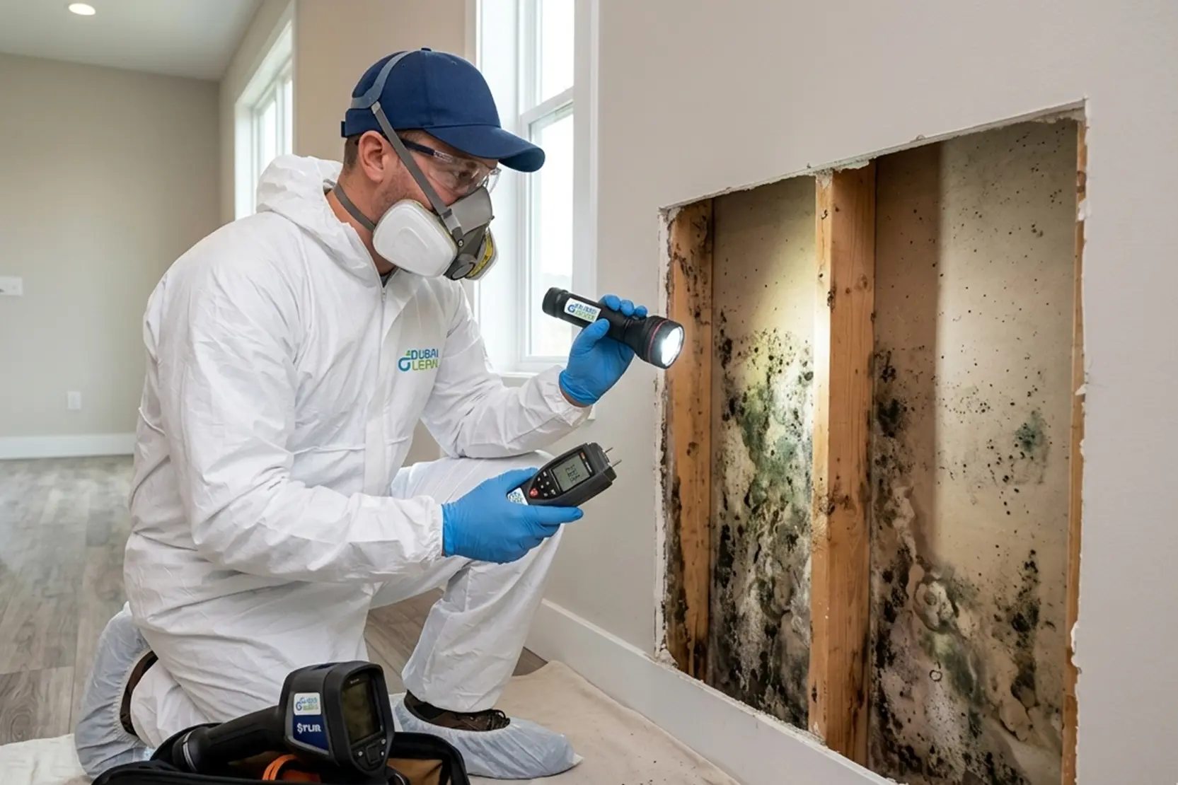 Mold remediation inspection inside a residential property