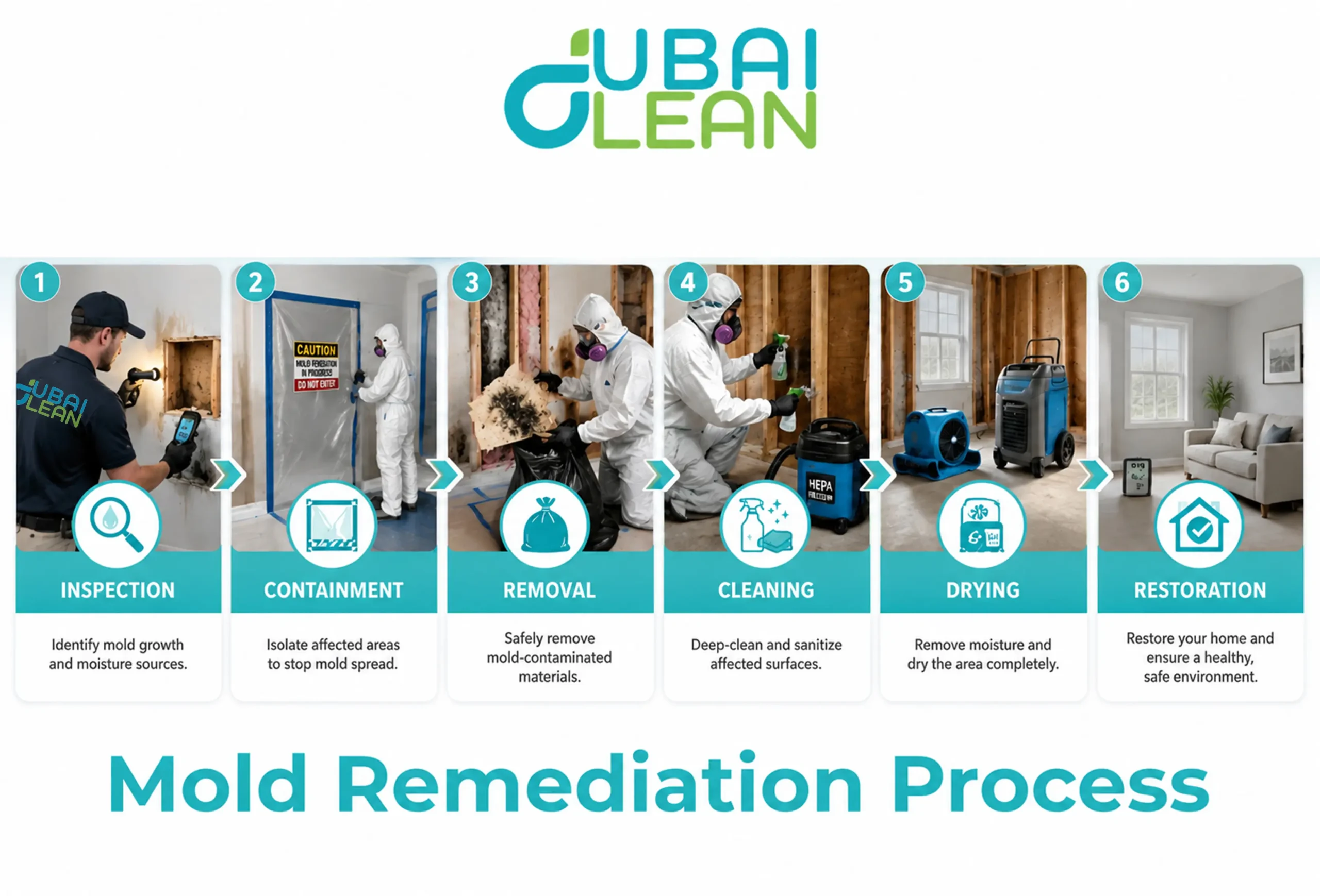 Mold remediation process and moisture control steps