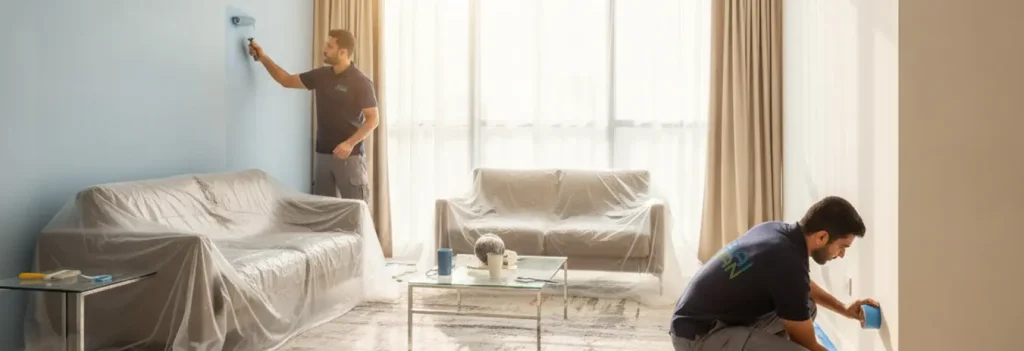 Professional apartment painting in a Dubai living room