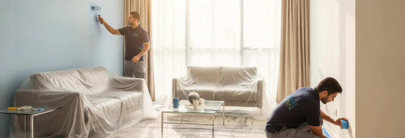 Professional apartment painting in a Dubai living room