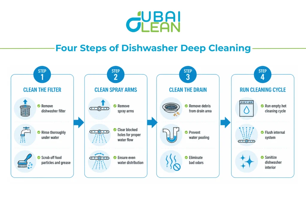 Dishwasher deep cleaning process diagram