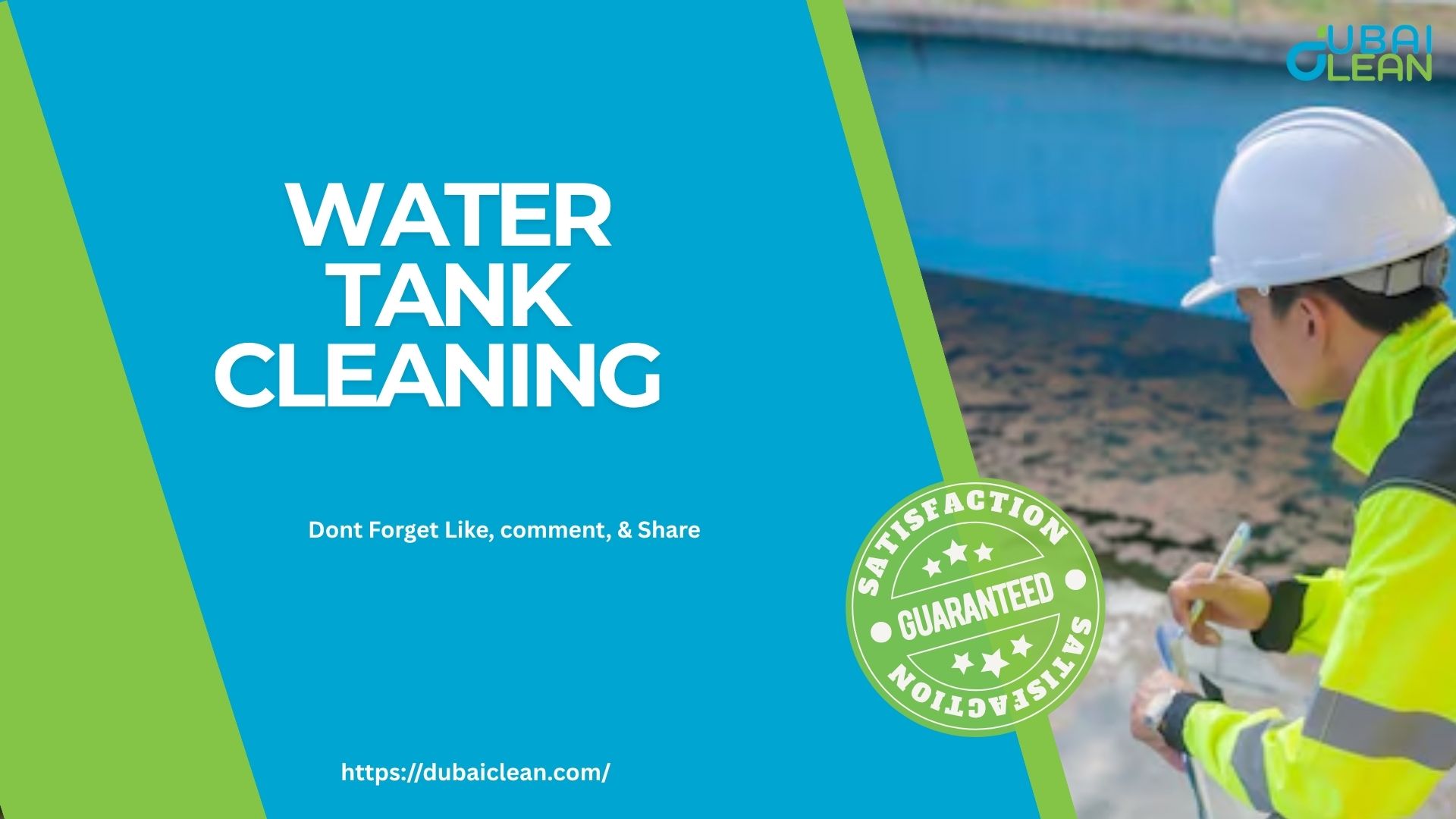 Professional cleaning 5000 liter water tank in Dubai with safety equipment and chlorine disinfection