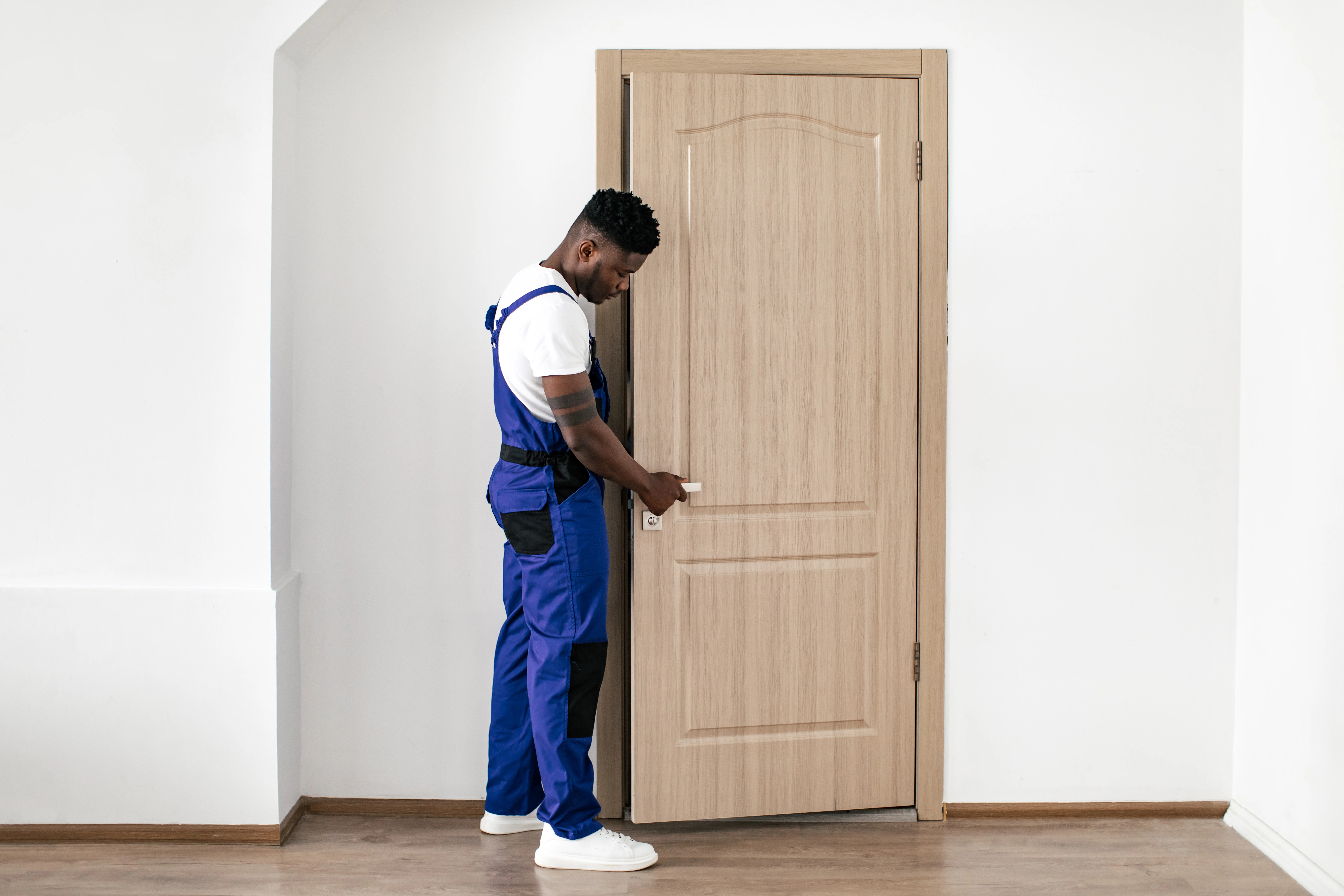 Modern vinyl door wrapping transformation – stylish, clean, and cost-effective solution