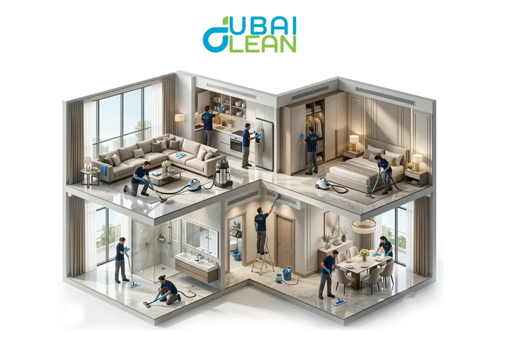 Areas covered during home deep cleaning in a Dubai villa