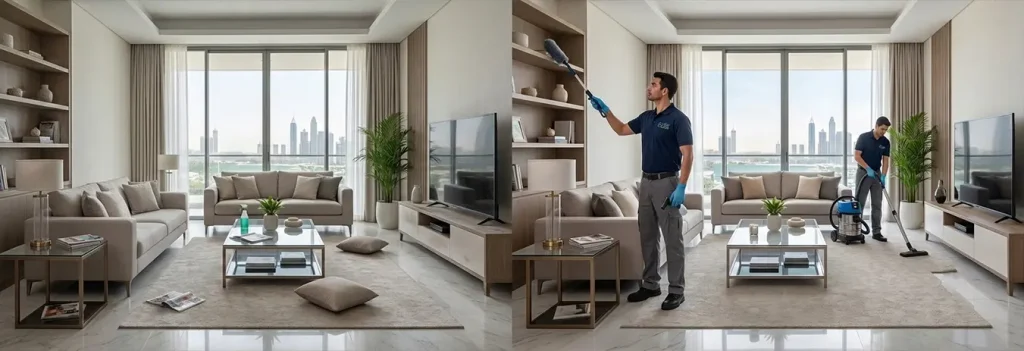 Professional home deep cleaning service in a Dubai villa