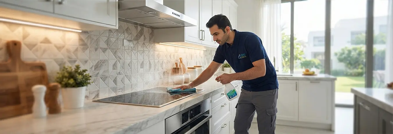 Deep cleaning kitchen in Umm Suqeim home interior