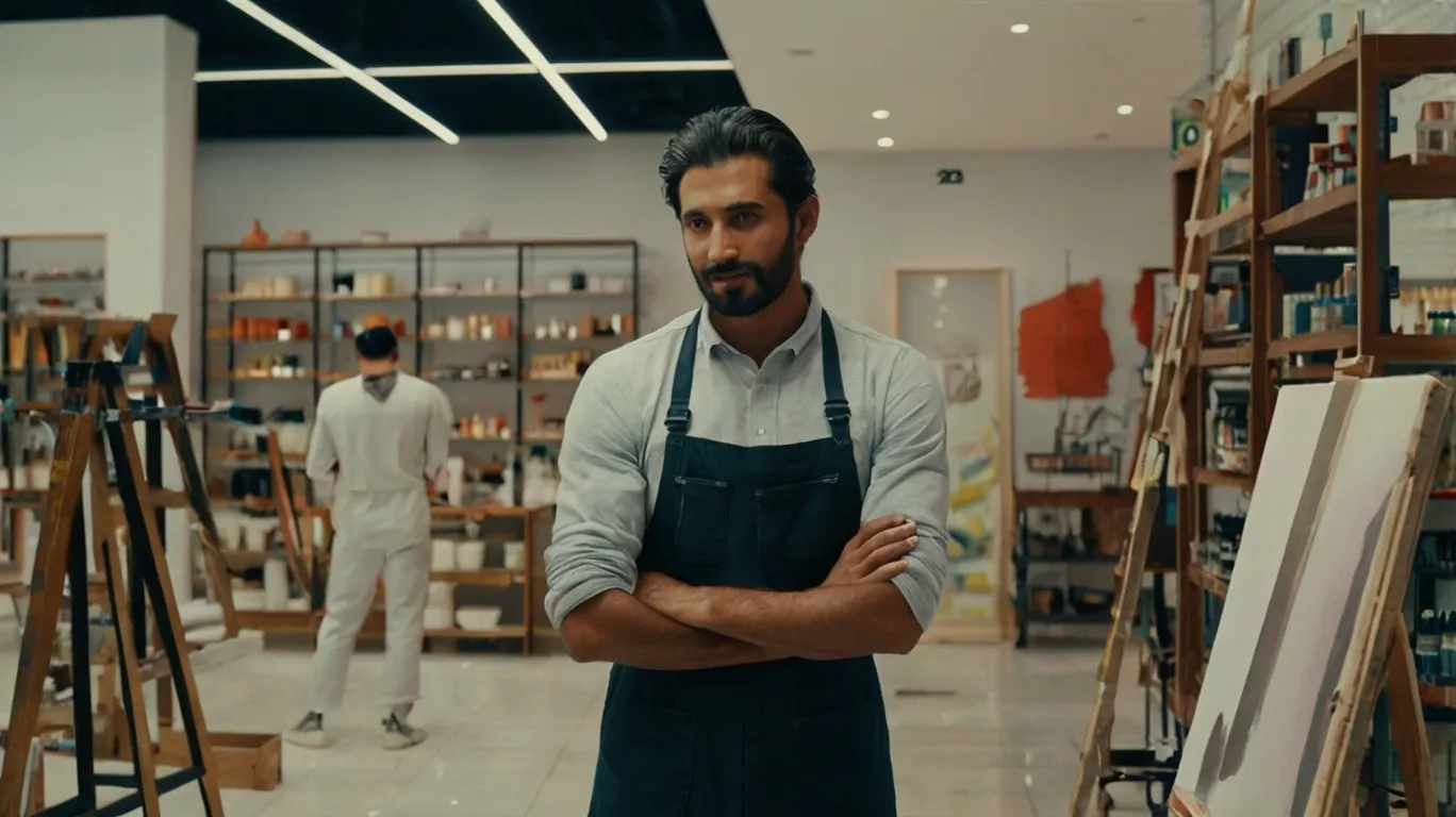 expert painters enhancing a retail store interior in dubai.