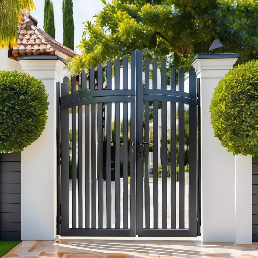 Gate beautifully painted with black weather resistant paint