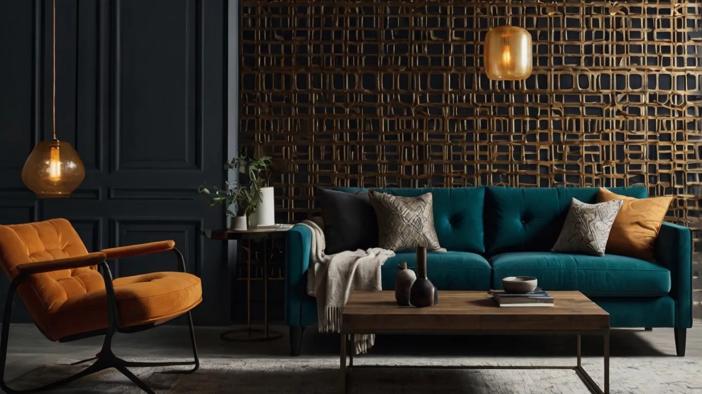 stylish accent wall in a modern living space, adding depth and character with bold colors and unique textures (2)