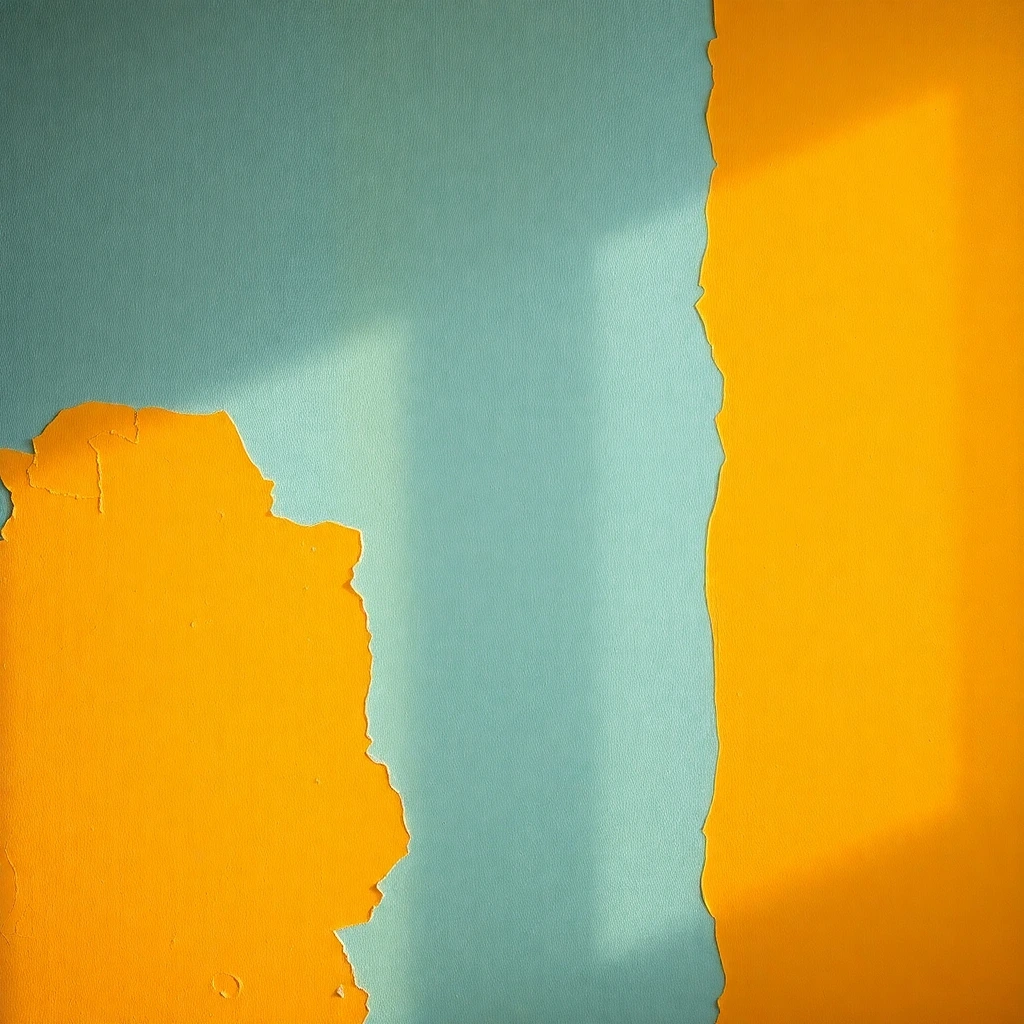 a professional photograph of a textured wall painting, characterized by warm, soft lighting and vibrant complementary colors. contrasting colors and balanced tones are evident, with diffused shadows a