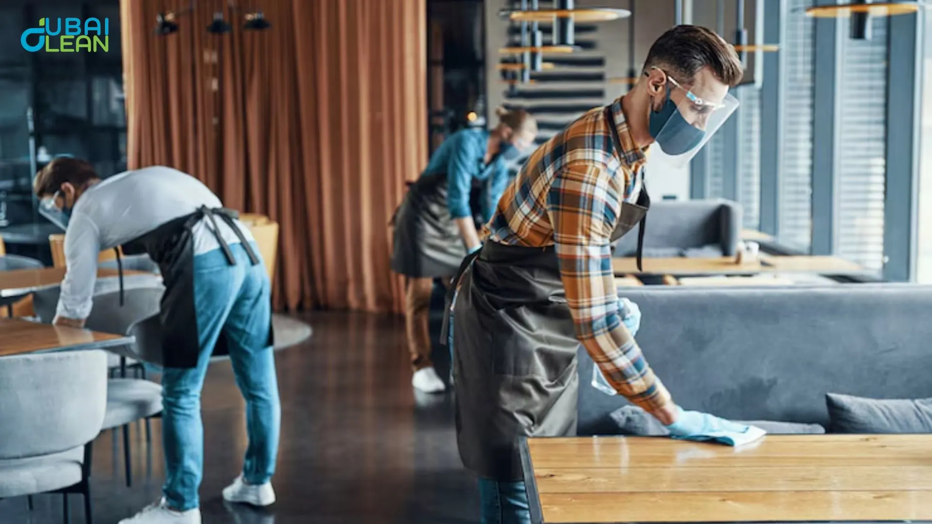 Affordable home cleaning solutions Dubai professional cleaners working in modern apartment