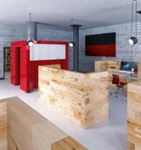 Modern office wrapping with stylish vinyl and gift paper for aesthetics and branding.