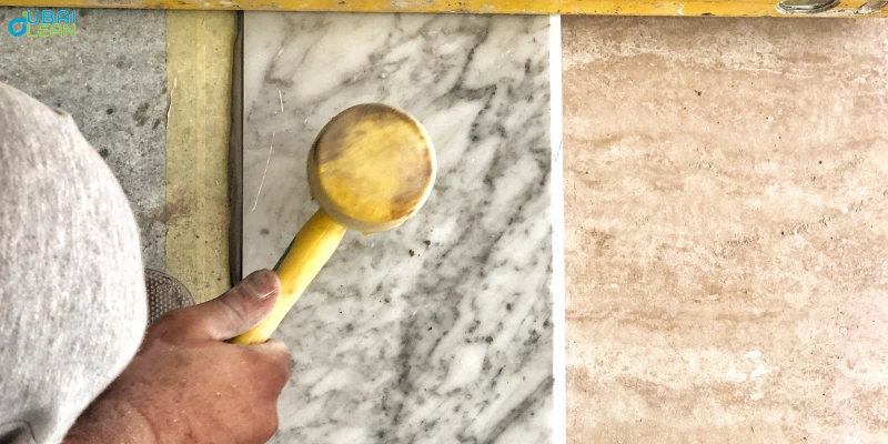 Elegant marble flooring in a luxury Dubai living room