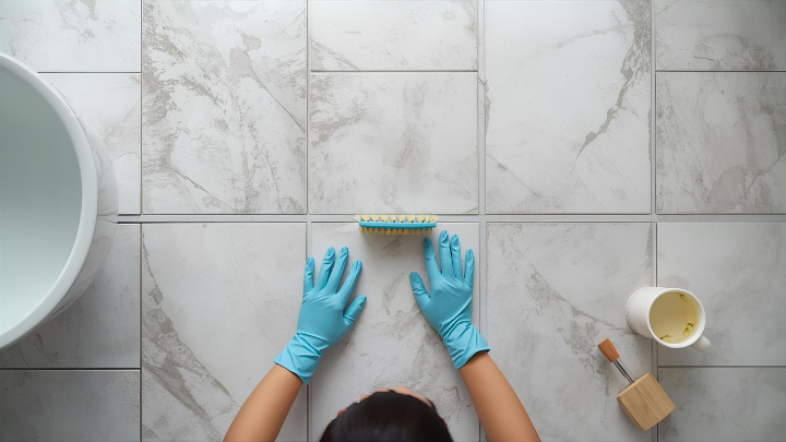 clean floor tile grout