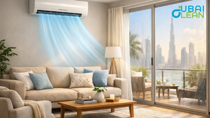 AC unit in a Dubai home showing efficient cooling and protection from coil corrosion