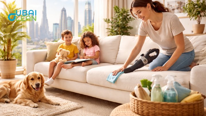 fabric sofa care, stain removal guide, humidity tips dubai