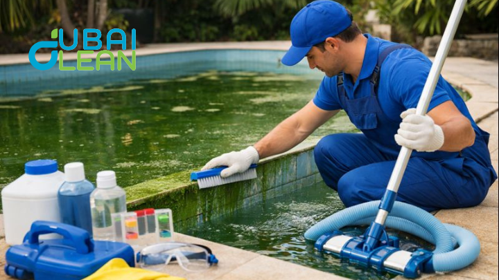 Safely remove swimming pool algae